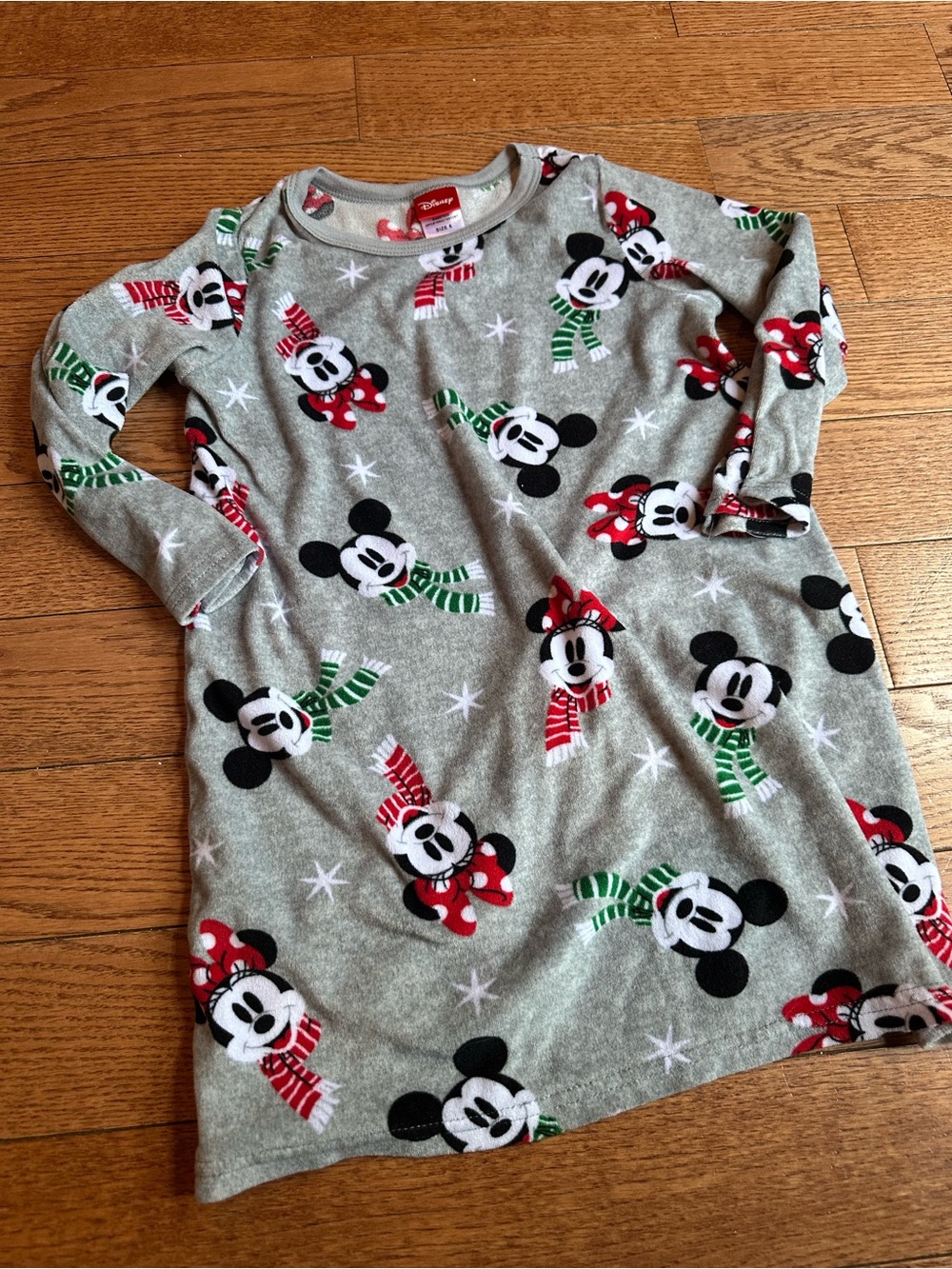 Disney Gray Mickey & Minnie Holiday Nightgown with Red and Green Accents - Picture 1 of 3